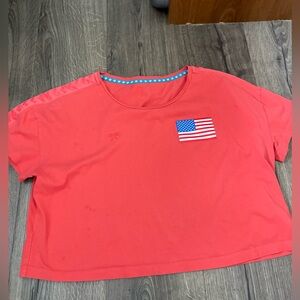 Red Crop Top with Flag Patch